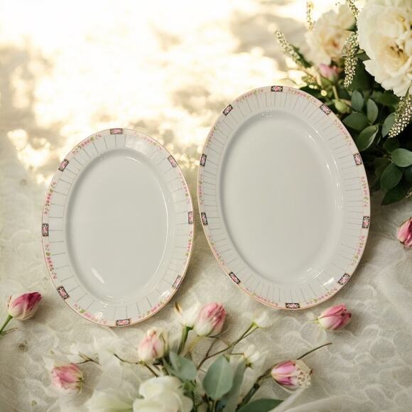 Noritake Nippon Set of 2 Platters-14'' & 11''-Antique Hand Painted-Serving-China - Picture 4 of 10